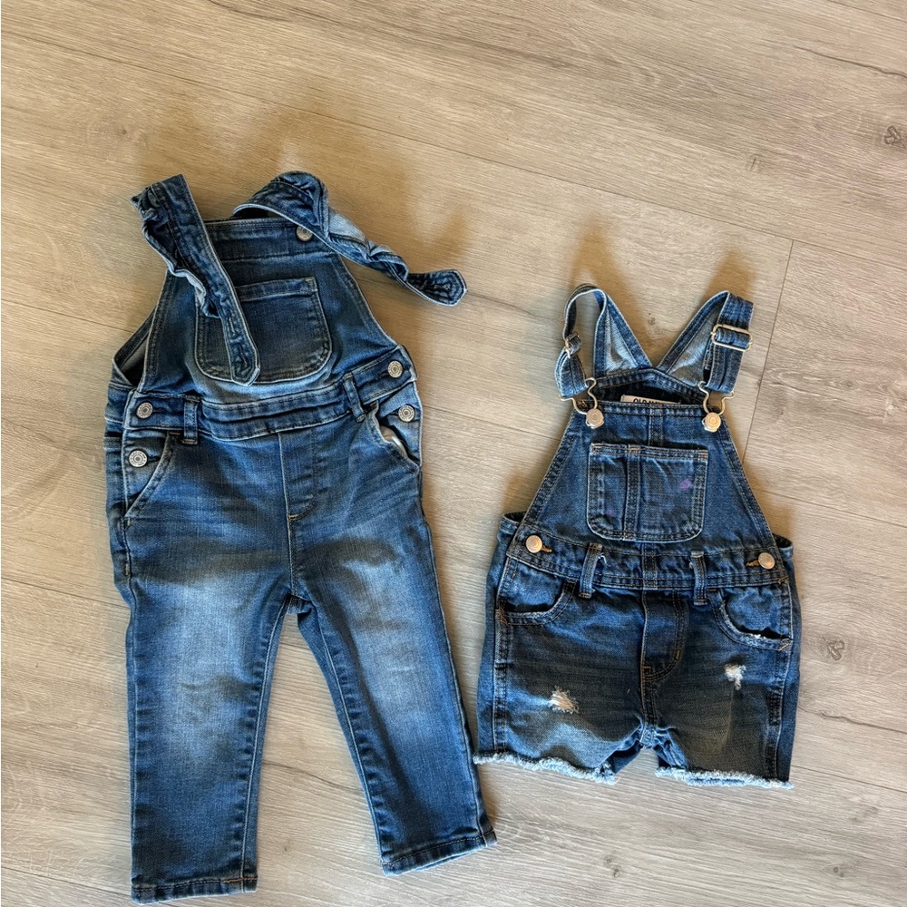 Baby Girl Gap / Old Navy Overall Pants (18-24m) and Shorts (12-18m) - SET